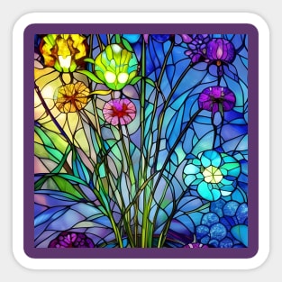 Stained Glass Flowers Sticker